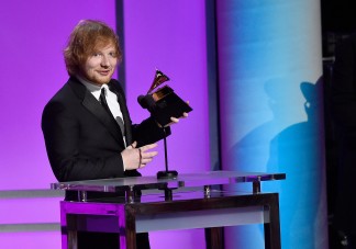 LOS ANGELES, CA - FEBRUARY 15: Singer-songwriter Ed Sheeran accepts the Grammy Award for Best Pop Solo Performance, for "Thinking Out Loud," onstage during the GRAMMY Pre-Telecast at The 58th GRAMMY Awards at Microsoft Theater on February 15, 2016 in Los Angeles, California. Kevork Djansezian/Getty Images/AFP