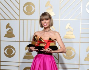 LOS ANGELES, CA - FEBRUARY 15: Singer Taylor Swift, winner of the awards for Album of the Year and Best Pop Album for "1989" and Best Music Video for "Bad Blood," poses in the press room during The 58th GRAMMY Awards at Staples Center on February 15, 2016 in Los Angeles, California. Frederick M. Brown/Getty Images for NARAS/AFP