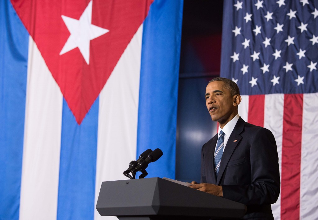 US President Barack Obama speaks during an entrepreneurship panel discussion in Havana on March 21, 2016. Obama and his Cuban counterpart Raul Castro vowed Monday in Havana to set aside their differences in pursuit of what the US president called a "new day" for the long bitterly divided neighbors.    AFP PHOTO/Nicholas KAMM / AFP / NICHOLAS KAMM