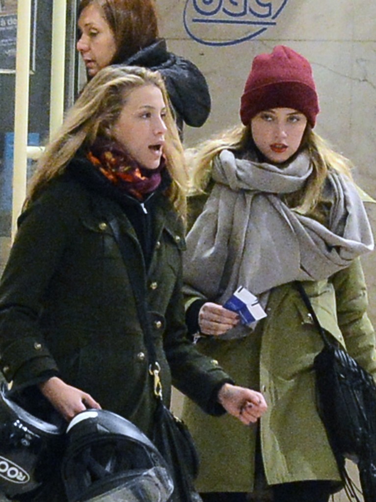 17.JANUARY.2013. PARIS EXCLUSIVE - AMBER HEARD AND MARIE DE VILLEPIN (FORMER FRENCH PRIME MINISTER DOMINIQUE DE VILLEPIN'S DAUGHTER) HAVE AN ARGUMENT WHILE LEAVING THEIR HOTEL IN PARIS, FRANCE ON JANUARY 17, 2013. THEN THEY RODE THEIR SCOOTER AND WENT FOR SOME SHOPPING PRIOR TO A MOVIE AT THE PUBLICIS ON THE CHAMPS-ELYSEES BYLINE: OPTICPHOTOS.CO.UK *THIS IMAGE IS STRICTLY FOR UK NEWSPAPERS AND MAGAZINES ONLY* *FOR WORLD WIDE SALES AND WEB USE PLEASE CONTACT OPTICPHOTOS - 0208 954 5968*